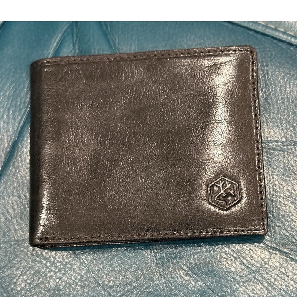 Men's Black Genuine Leather Bifold Wallet w/ Card Slots & ID Window Italy
